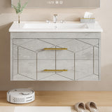 Garvee 30" Bathroom Vanity with Sink, Floating Modern Wall Mounted Cabinet, Grey, 2 Large Storage Drawers, Ceramic Basin - Grey