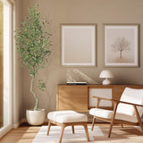 Garvee Faux Olive Tree 7ft Artificial Indoor Olive Tree with White Planter for Home Office Décor Green Leaves Big Fruits - Green