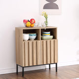 Garvee Sideboard Buffet Cabinet with Storage, Adjustable Shelves, Oak-Effect Veneer, Iron Legs, Living Room, Dining Room, Entryway, 23.6" W x 10.6" D x 28.7" H