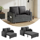 Garvee 3-in-1 Pull-Out Couch, 56" Loveseat Sleeper Sofa Bed, Loveseat Sofa Couch with Cup Holders & USB Charging for Living Room, Bedroom, Apartment, Grey Capacity Up to 1000Lb, Deep Grey