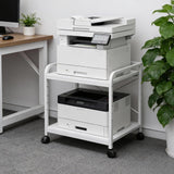 Garvee Under Desk Printer Stand 20" Deep Large Printer Table with Adjustable Storage Shelf 2 Tier Rolling Cart White - White