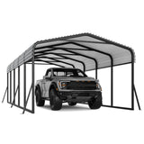 Garvee 12x24FT Metal Carport Kits with Galvanized Steel Roof, Heavy Duty Base, Tall Garage for Tractors, Pickup, Boat, Gray