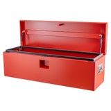 Garvee Truck Bed Tool Box Heavy Duty Steel Toolbox with Hydraulic Lid, Drill-Proof Lock, Universal Mount for Pickup, Truck Bed, RV, Trailer, Black - Red