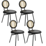 Garvee Modern Rattan Dining Chair Set Black 4-Pack With Comfortable Cushions And Sturdy Metal Legs For Living & Dining Room - Black_1