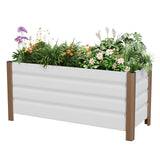 Garvee Large White Aluminum Planter Box 39"x16"x18" Extra Long Raised Garden Bed with Rounded Corners & Anti-Cut Safety Edging for Outdoor Patio & Balcony - White