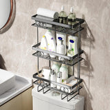 Garvee Bathroom Space-Saving Shelf Over Toilet - 3-Layer Organizer - Stainless Steel Rust-Resistant Mesh - Black - Bathroom & Kitchen Use - 3Tier