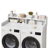 Garvee 54" Washer Dryer Countertop with 2-Tier Shelf & 2 Drawers, Wooden Laundry Countertop for Laundry Room, 54.33" x 27.56" x 12", Natural Wood Color - White