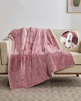 Garvee Pink Heated Throw Blanket Velvet Soft Electric Blanket 50x60 with 4 Heat Levels and Auto Off Safety - Pink