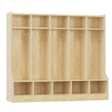 Garvee Kids Coat Locker with Bench, 10 Cubbies, Smooth Wood Surface, Daycare & Classroom, Natural Wood Finish - With Bench