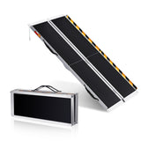 Garvee 6 Ft Portable Wheelchair Ramp Heavy Duty Aluminum Folding Ramp with Non-Slip Surface for Home Steps, Scooter, Car, Doorways, Curbs & Stairs, Foldable, Lightweight, Safety Lock, 600Lb Capacity - Black