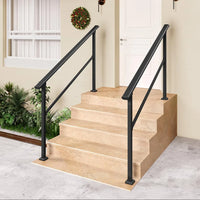 Garvee Heavy-Duty Outdoor Stair Handrail Kit - Aluminum & Wrought Iron Stair Railing, Weather-Resistant Non-Slip Grab Rail, Easy DIY Install for Concrete or Wood Porch/Deck/Garden Steps - 4 Steps | 2-Pack | Glossy black