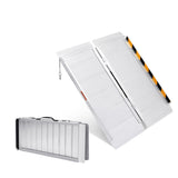Garvee 3Ft Wheelchairs Ramp Ultra Portable Lightweight Aluminum Folding Ramp for Wheelchairs Scooters 600Lb Heavy Duty Safety Lock Anti-Slip Surface - Silver