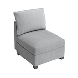 Garvee Middle Module Seat for Modular Sofa Sectional Couch with Storage, Customizable Sectional Sofa Couch Accent Armless Chair, Linen Fabric, Grey