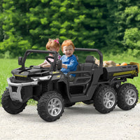 Garvee 24V Electric Dump Truck for Kids, 2 Seater Ride On Car with Parent Remote Control, 4WD 6-Wheel, UTV Style Dump Bed, Bluetooth Music, Black