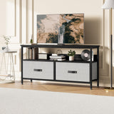 Garvee TV Stand Dresser With Storage, 2-Drawer Entertainment Center, Black, For 32-50 Inch TVs, Living Room - Black Board + Grey Drawers
