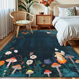 Garvee 4x6 Living Room Rugs Washable Cute Animal Floral Print Nursery Bedroom Rugs Indoor Farmhouse Non Slip Stain Resistant Throw Carpet Blue Green