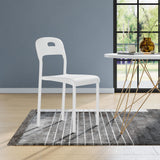 Garvee Stackable Modern Dining Chair with Metal Legs for Kitchen and Outdoor Use, 17.9x15.8x30.1 in, Waterproof Plastic