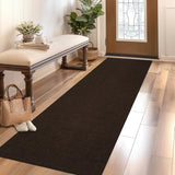 Garvee 2' x 6' Modern Minimalist Solid Color Runner Rug, Washable Non-Slip Low-Profile Woven Rug for Hallway & Kitchen, Reddish Brown