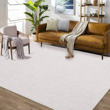 Garvee 9x12 Area Rug Large Machine Washable Modern Solid Textured Area Rug Contemporary Stain Resistant Non-Slip Accent Rug Foldable Floor Cover Carpet Rug for Living Room Decor, Cream