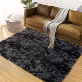 Garvee Fluffy & Sheepskin Black & Grey 9x12 Plush Fuzzy Rug, Soft Shag Carpet for Living Room Bedroom Decor - Black & Grey
