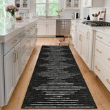 Garvee 2x6 Striped Runner Rugs Non-Slip Low Pile Stain-Resistant Kitchen Rug Black and White