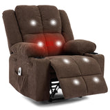 Garvee Manual Recliner Chair with Heating & Massage, Ergonomic Overstuffed Breathable Fabric, Q235 Steel Frame, Living Room Bedroom, Single Sofa, Gray