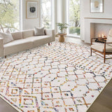 Garvee 9x12 Colorful Living Room Area Rug Washable Non Slip Geometric Low Pile Stain Resistant Carpet for Dining Room Indoor Home Office