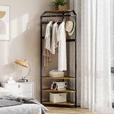 Garvee Corner Coat Rack With 12 Double-Row Hooks & 4 Shelves For Entryway Hallway Closet, Rustic Brown & Black, Space-Saving, Heavy-Duty - Rustic Brown-Style B
