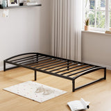 Garvee 10 in Twin Size Metal Platform Bed Frame With Arch Design, Heavy Duty, White & Black, No Box Spring Needed