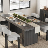 Garvee 70.8" Dining Table for 6-10 with Storage, Modern Wood Kitchen Table, Fluted Legs, Grey, Spacious Large Size