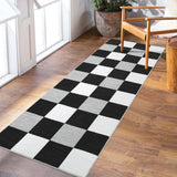 Garvee Modern Black & White 2x6 Foldable Washable Runner, Ultra-Thin Plaid Rug Non-Slip for Hallway Kitchen Bedroom Living Room Dining
