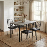 Garvee Farmhouse Dining Table Set for 4 with Upholstered Chairs, Wood Kitchen Table Set, Space-Saving Apartment Dining Furniture, Grey - Grey