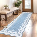 Garvee 2x6 Runner Rug Scalloped Kitchen Runner Rug Non Slip Washable Blue - Blue