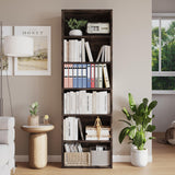 Garvee Tall Wooden Bookcase Dresser with 6 Open Shelves, Sturdy Engineered Wood, Rustic Chic Design, 63.3"H, Floor Standing Living Room - Rustic Brown1