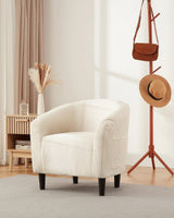 Garvee Accent Barrel Chair Corduroy Club Chair Elegant Armchair Cozy Backrest Beige for Living Room Bedroom Reception Office
