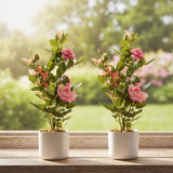 Garvee 2 Pack Fake Flowers In Vase, 21.3" Pink Artificial Plants For Indoor & Outdoor Decor, Living Room Centerpiece