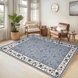 Garvee Floral Rugs 9x12 Washable Non Slip Area Rug for Living Room Bedroom Nursery Grey - Grey