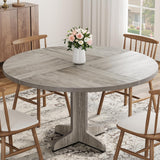 Garvee Round Dining Table 47 Inches Wooden Base Grey For Dining Room Kitchen Living Room - Grey
