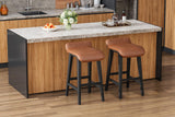 Garvee 26.2" Bar Stools Set of 2, Modern Upholstered Kitchen Stools with Low Back and Footrest, Brown, Counter Height, Wood Legs - Brown