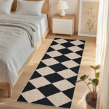 Garvee Easy Jute Rugs 2x8 Checkered Kitchen Runner Rugs Non Skid Washable Stain Resistant Indoor Outdoor Rugs Black Farmhouse Style