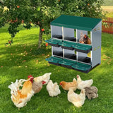 Garvee Nesting Boxes for Chickens, 6 Compartment Roll Away Nesting Box with Egg Collection, Perch, Lid Cover for Egg Protection, Wall Mount/Free Standing Nest Box for Chickens - Green