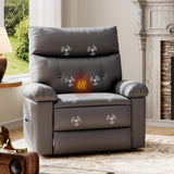 Garvee Oversized Leather Recliner Chair Heat and Massage Swivel Rocker Manual Recliner for Adults Living Room Black - Grey