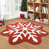 Garvee Snowfake Rug 3FT Christmas Rug Living Room Rug Machine Washable Non Slip Bedroom Decor Red Christmas Area Rug Small Kids Rug Soft Floor Mats Low Pile Stain Resistant Carpet 3'x3' Snow Flake - Snow Flake