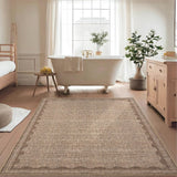 Garvee Modern Coffee 5x7 Scalloped Washable Area Rugs for Living Room, Solid Rug for Bedroom Girls, Non Slip Scalloped Throw Mat With Rubber Back, Soft Dorm Nursery Low Pile Carpet for Dining Room
