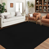 Garvee Modern Solid Textured Area Rug 9x12 Rug Washable Large Ultra-Thin Living Room Rug Non-Slip Stain Resistant Low Pile Bedroom Rug Black Indoor Office Floor Carpet for Classroom Dining Room