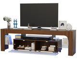 Garvee TV Stand with LED Lights, 2 Drawer & Open Shelf, Walnut, Up to 70 in TV, Living Room Entertainment Center