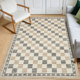 Garvee 5x7 Checkered Area Rug Washable Soft Rugs Living Room Bedroom Dining Room Beige