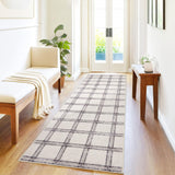 Garvee Beige Checkered Kitchen Rugs 2x6 Washable Non Slip Hallway Runner Ultra Thin Indoor Modern Farmhouse Carpet Low Pile Stain Resistant Floor Cover