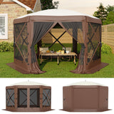 Garvee 13FT 6-Sided Pop Up Gazebo Tent With Removable Canopy Top & Wind Cloths For Camping Backyard Parties Outdoor Events Beige & Khaki - Beige & Khaki