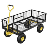 Garvee 900 LBS Garden Cart with Removable Mesh Sides, Heavy Duty Steel Wagon for Lawn Camping Farm, 43x20 in, Black+Yellow - Black